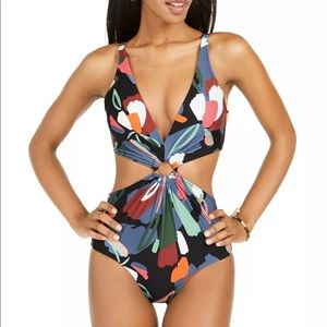BAR III Paradise Palm Printed One Piece Swimsuit
